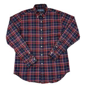 Ralph Lauren Button Down Shirt Size‎ Medium Red Blue Plaid Flannel Casual Summer